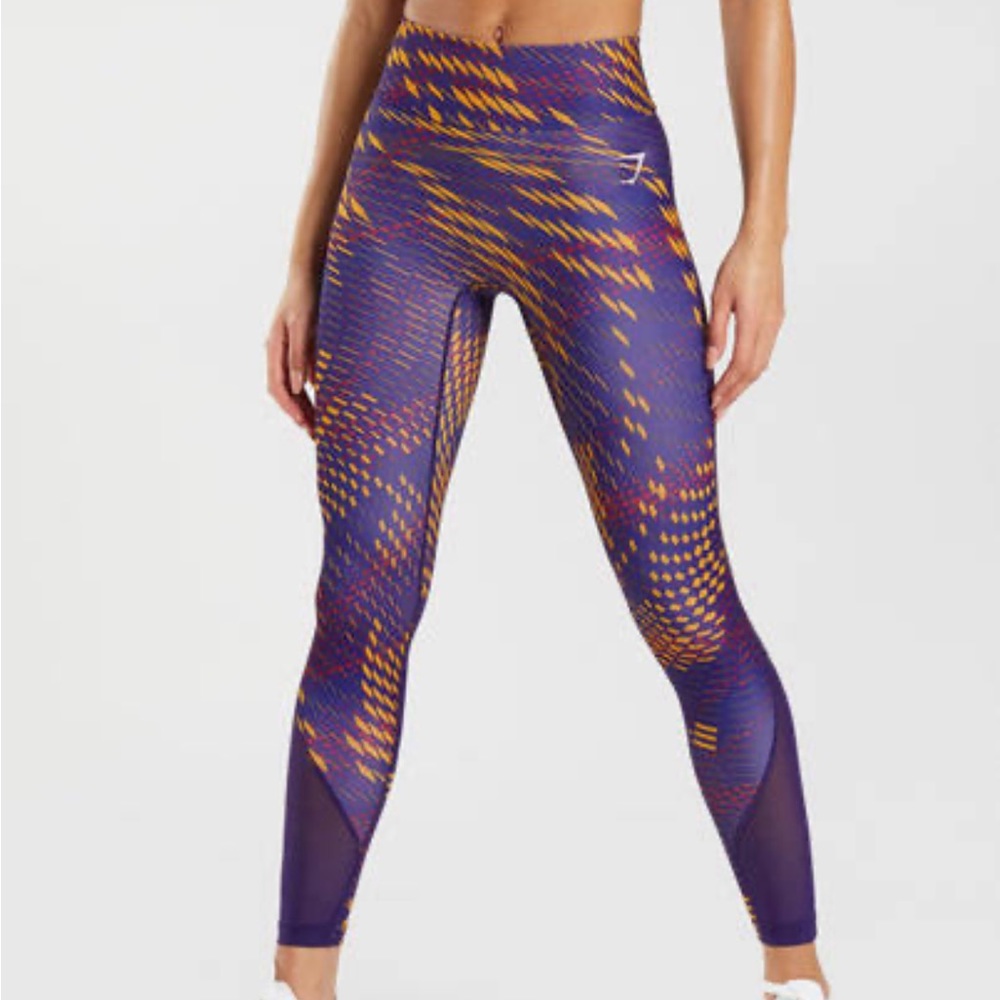 Gymshark Sport Running Leggings in Neptune Purple Print  - Size S
